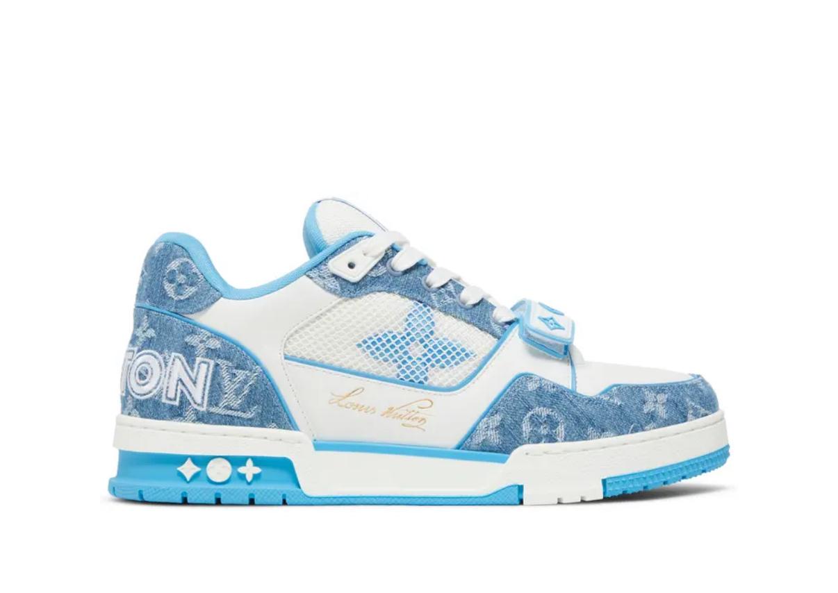 Louis Vuitton Trainer Low 'Velcro Strap - Light Blue Monogram Denim'