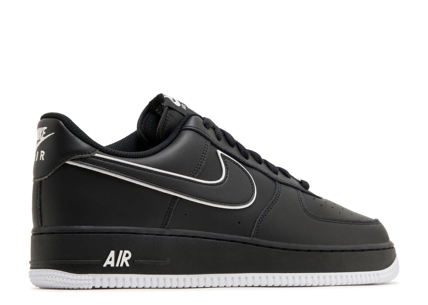 AIR FORCE 1 '07 'BLACK WHITE OUTLINED SWOOSH'